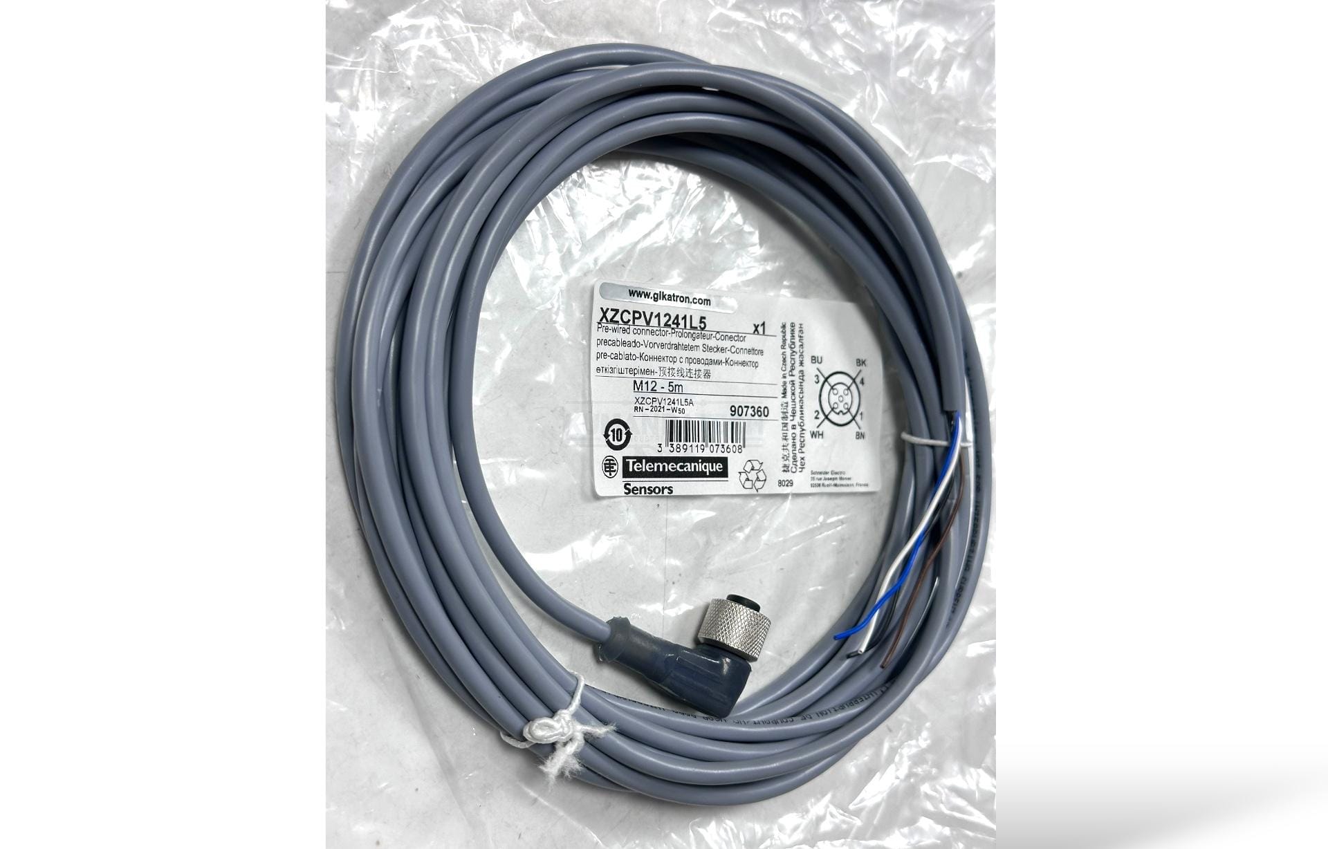 Telemeqanick XZCPV1241L5 | 5mt -90° 4Pin 4 Kablolu M12 Dişi Sensör Kablosu - Image 10