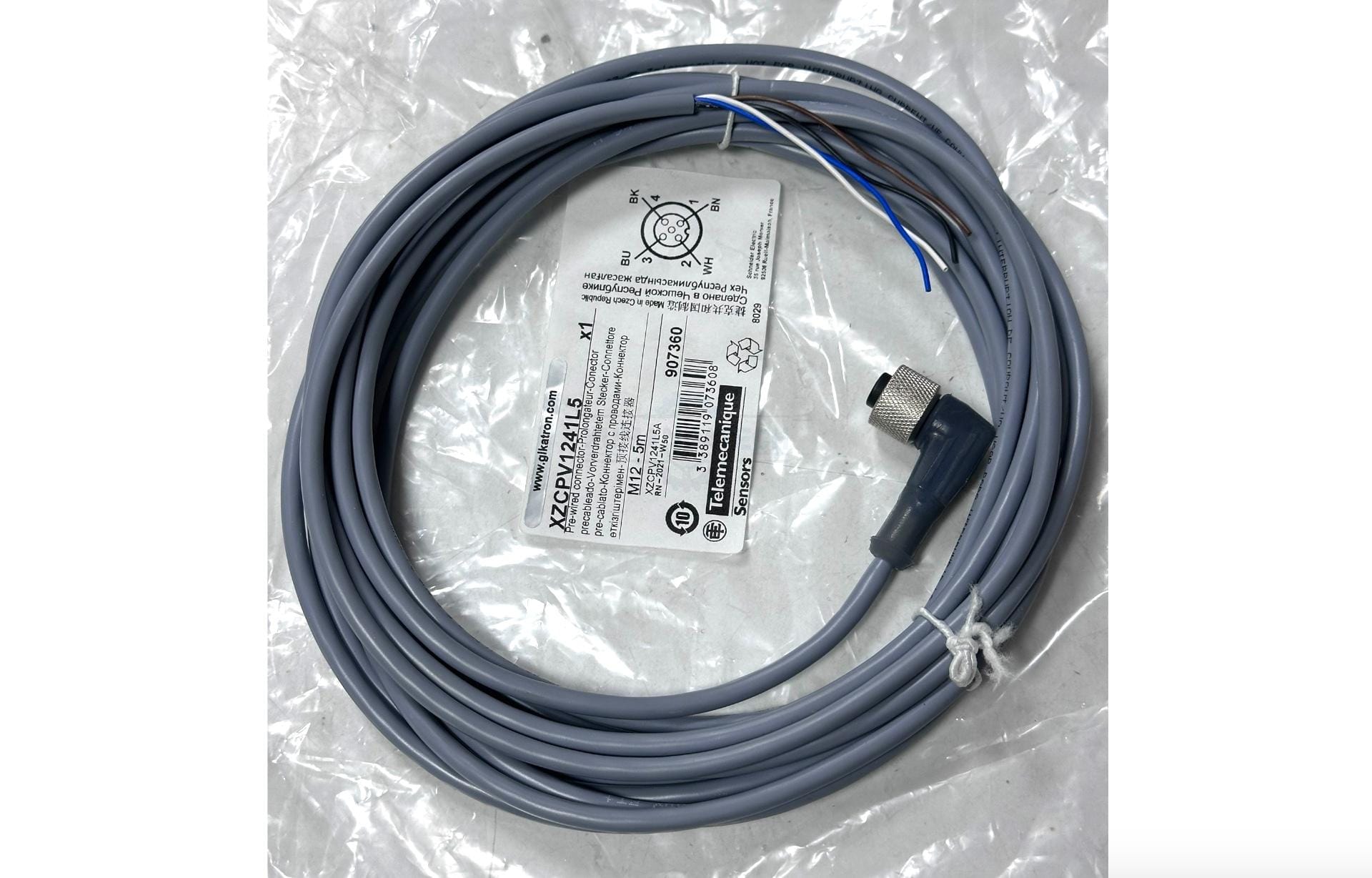 Telemeqanick XZCPV1241L5 | 5mt -90° 4Pin 4 Kablolu M12 Dişi Sensör Kablosu - Image 9