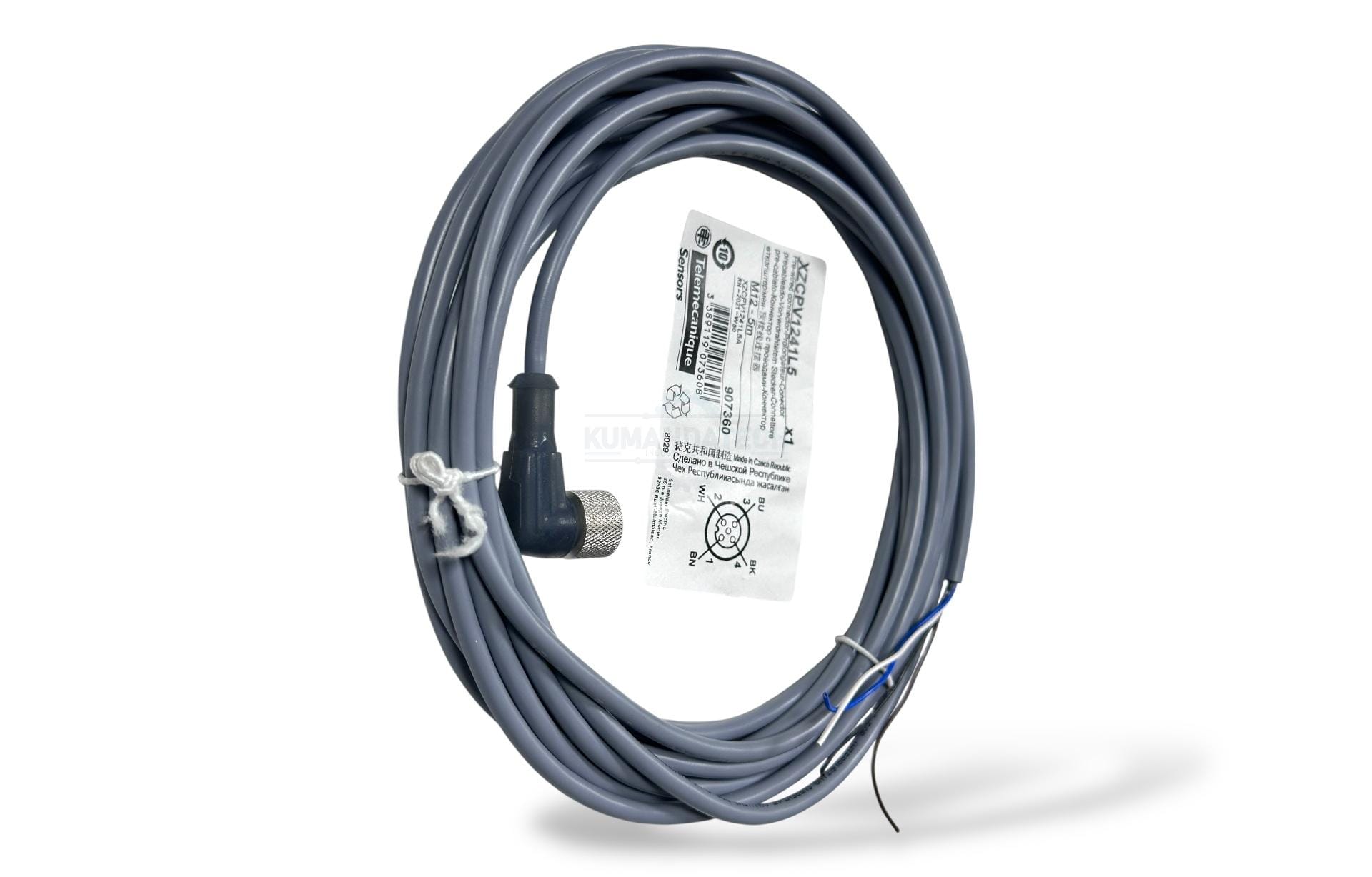 Telemeqanick XZCPV1241L5 | 5mt -90° 4Pin 4 Kablolu M12 Dişi Sensör Kablosu - Image 3