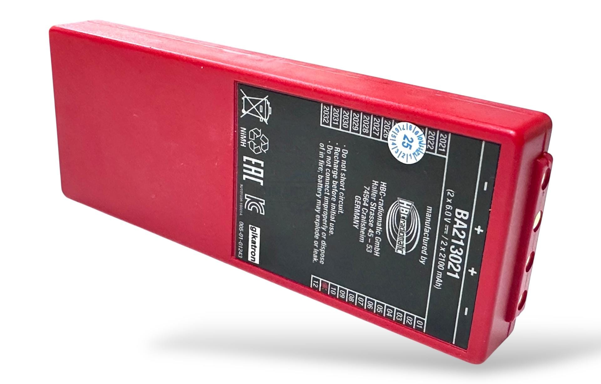 HBC Radiomatic Putzmeister BA213021 2x6V-2x2100mAh Kırmızı Uzun Batarya - Görsel 3