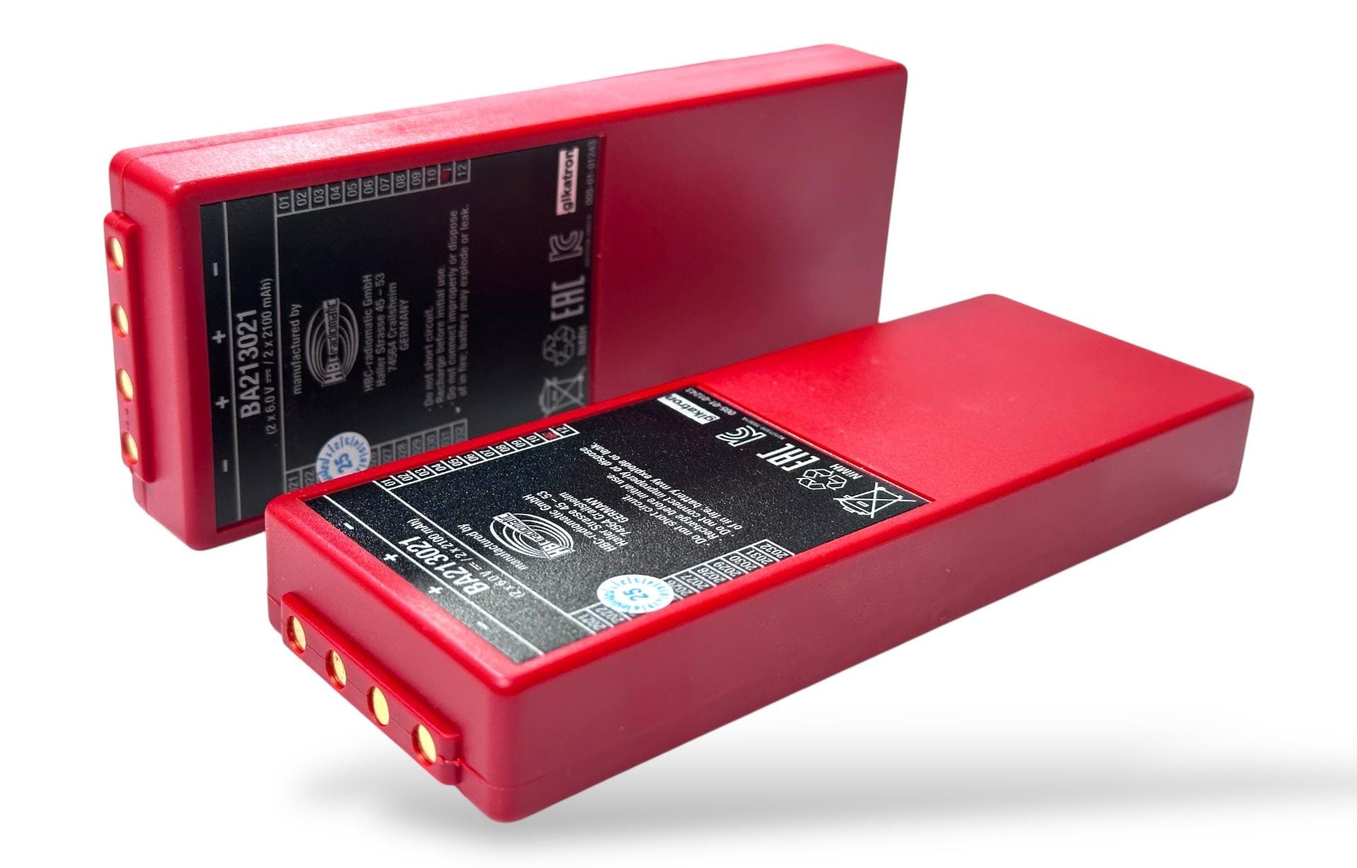 HBC Radiomatic Putzmeister BA213021 2x6V-2x2100mAh Kırmızı Uzun Batarya