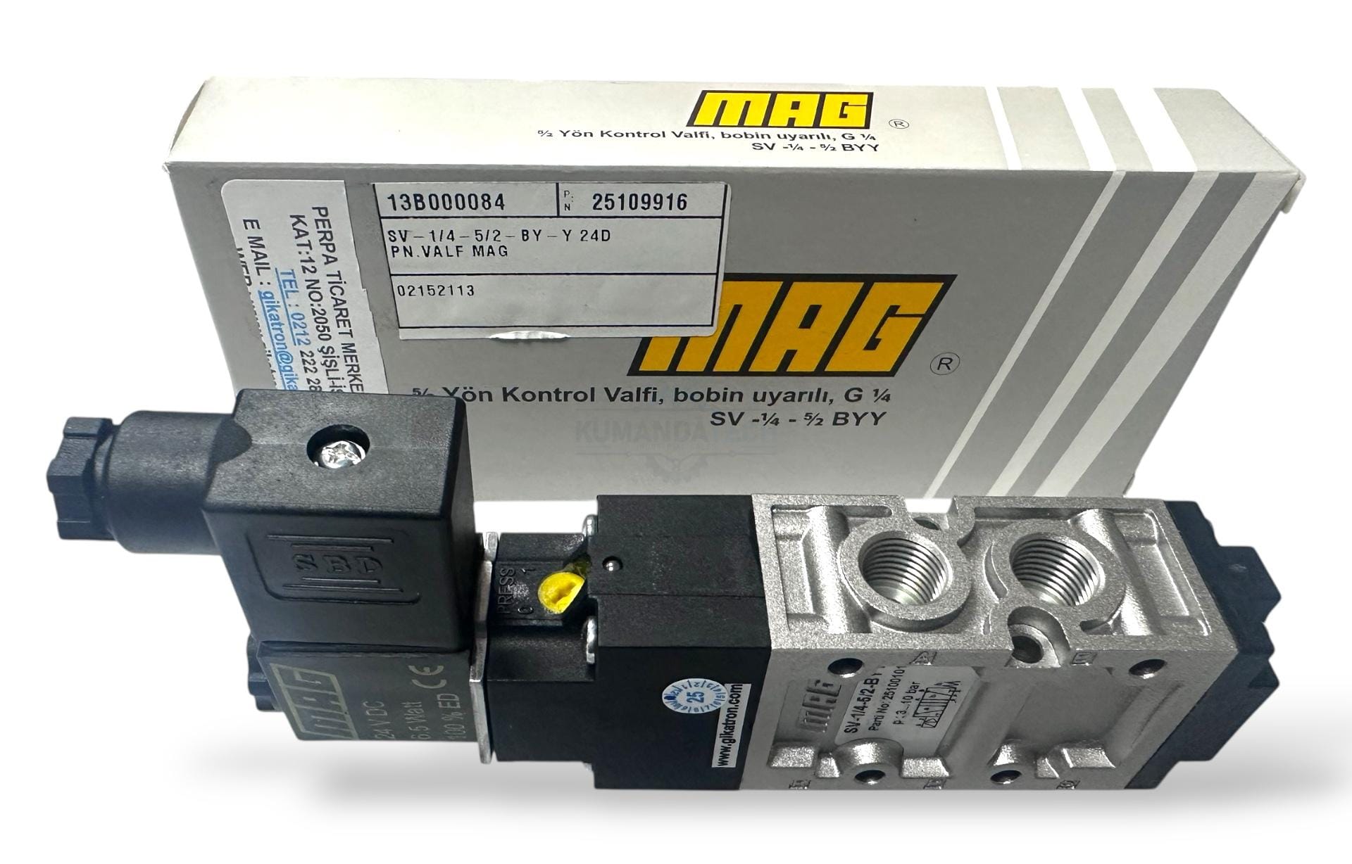 Mag 5/2 Yön Kontrol Valfi 24VDC Bobinli – 3-10 Bar Pnömatik Solenoid Valf - Image 3