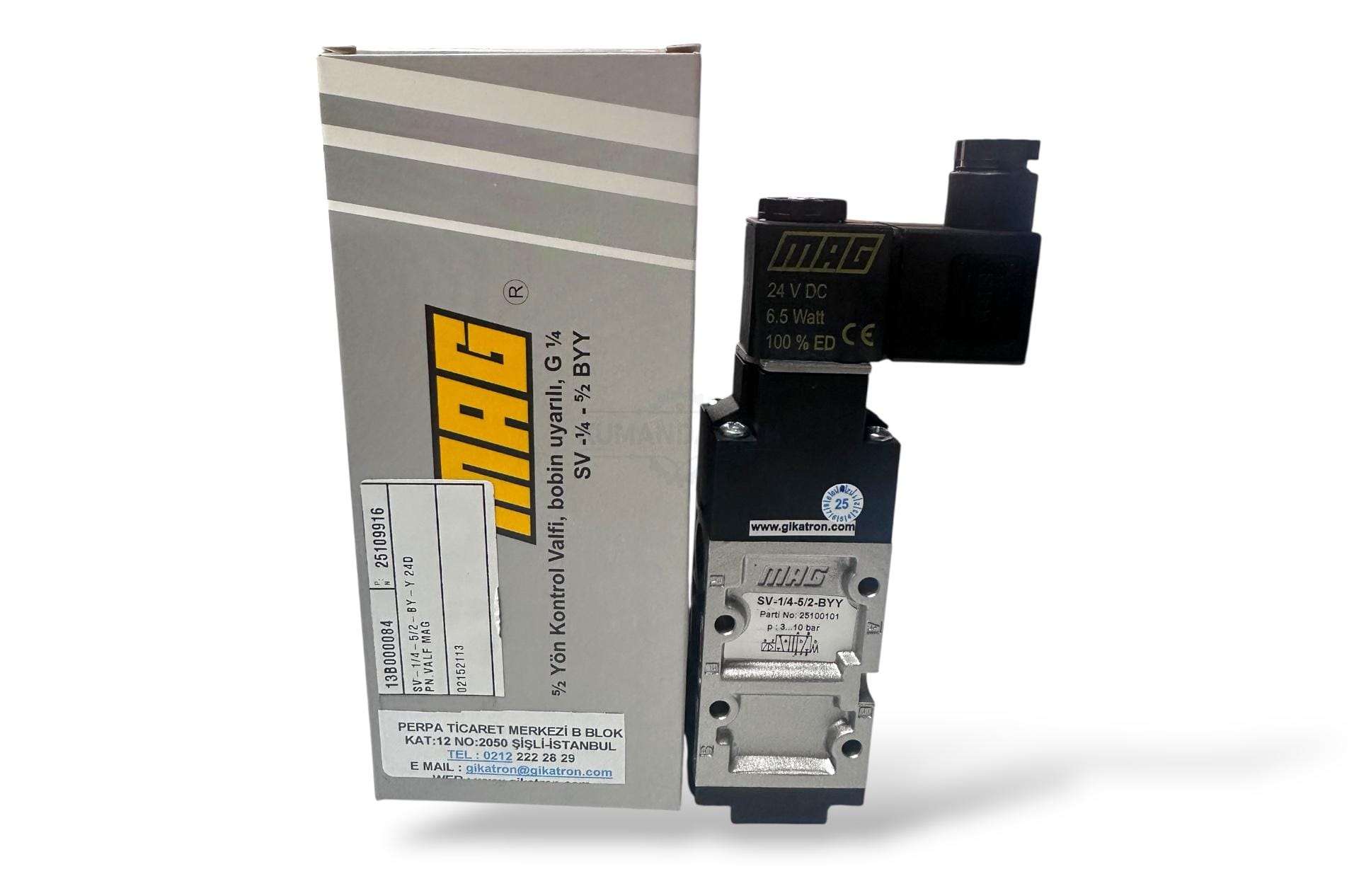 Mag 5/2 Yön Kontrol Valfi 24VDC Bobinli – 3-10 Bar Pnömatik Solenoid Valf - Image 2