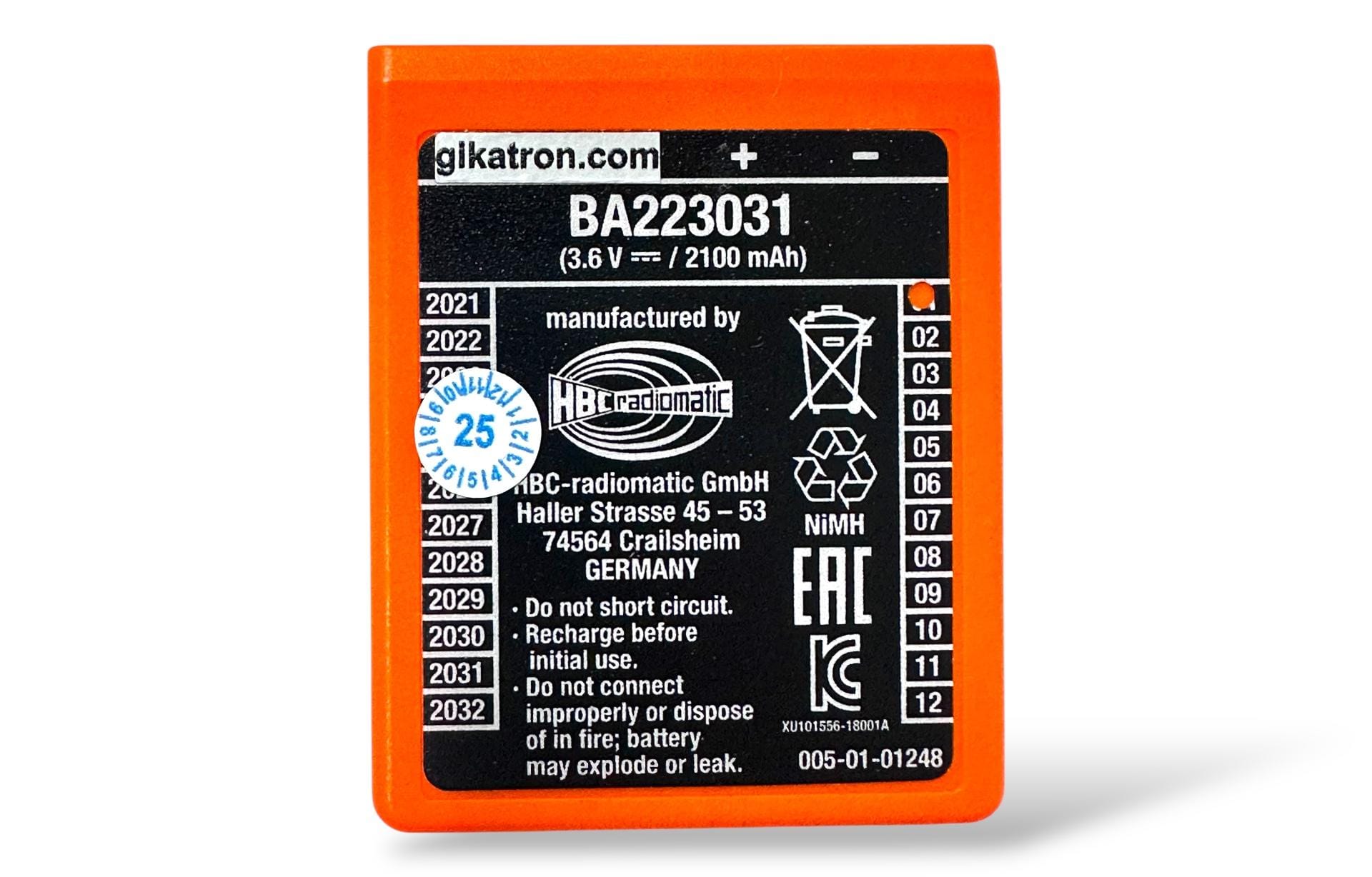 HBC Radiomatic BA223031-BA223030 3.6V 2100mAh Turuncu Kumanda Bataryası – Endüstriyel Uzaktan Kumanda Pili