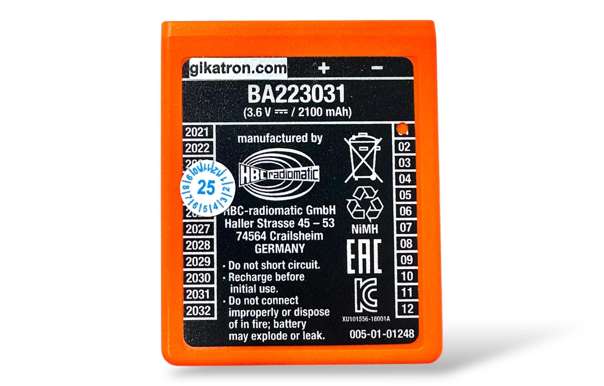 HBC Radiomatic BA223031-BA223030 3.6V 2100mAh Turuncu Kumanda Bataryası – Endüstriyel Uzaktan Kumanda Pili - Image 4