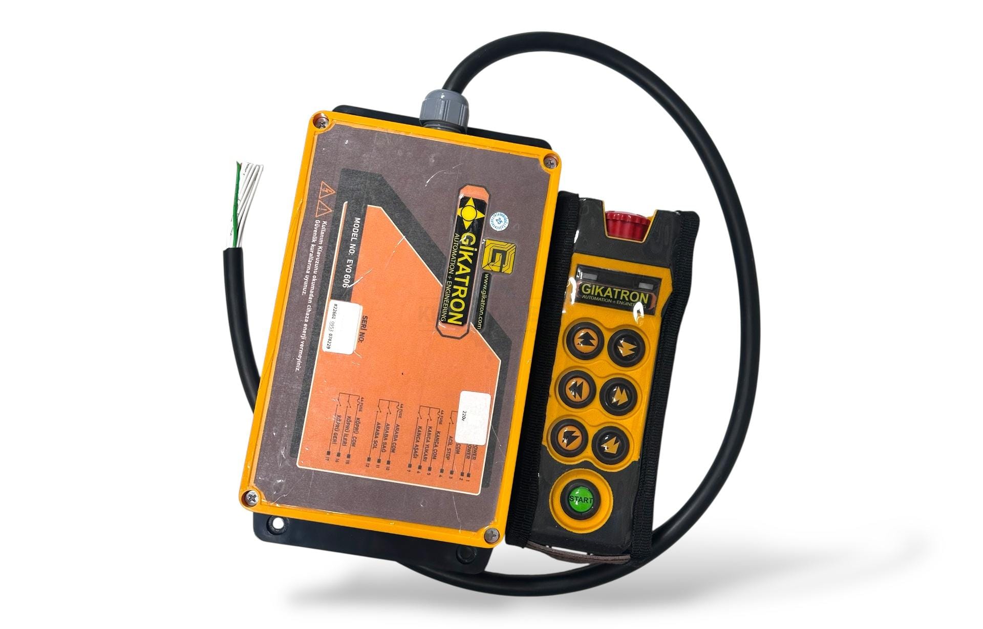 Gikatron Uzaktan Kumanda Seti-Evo606-220AC Serisi-6 Hareketli, Tek Kademeli, Tek Hızlı, 6 Hareket Yön Buton, 1 Start Yeşil Buton, 1 Acilstop Kırmızı Buton - Image 11
