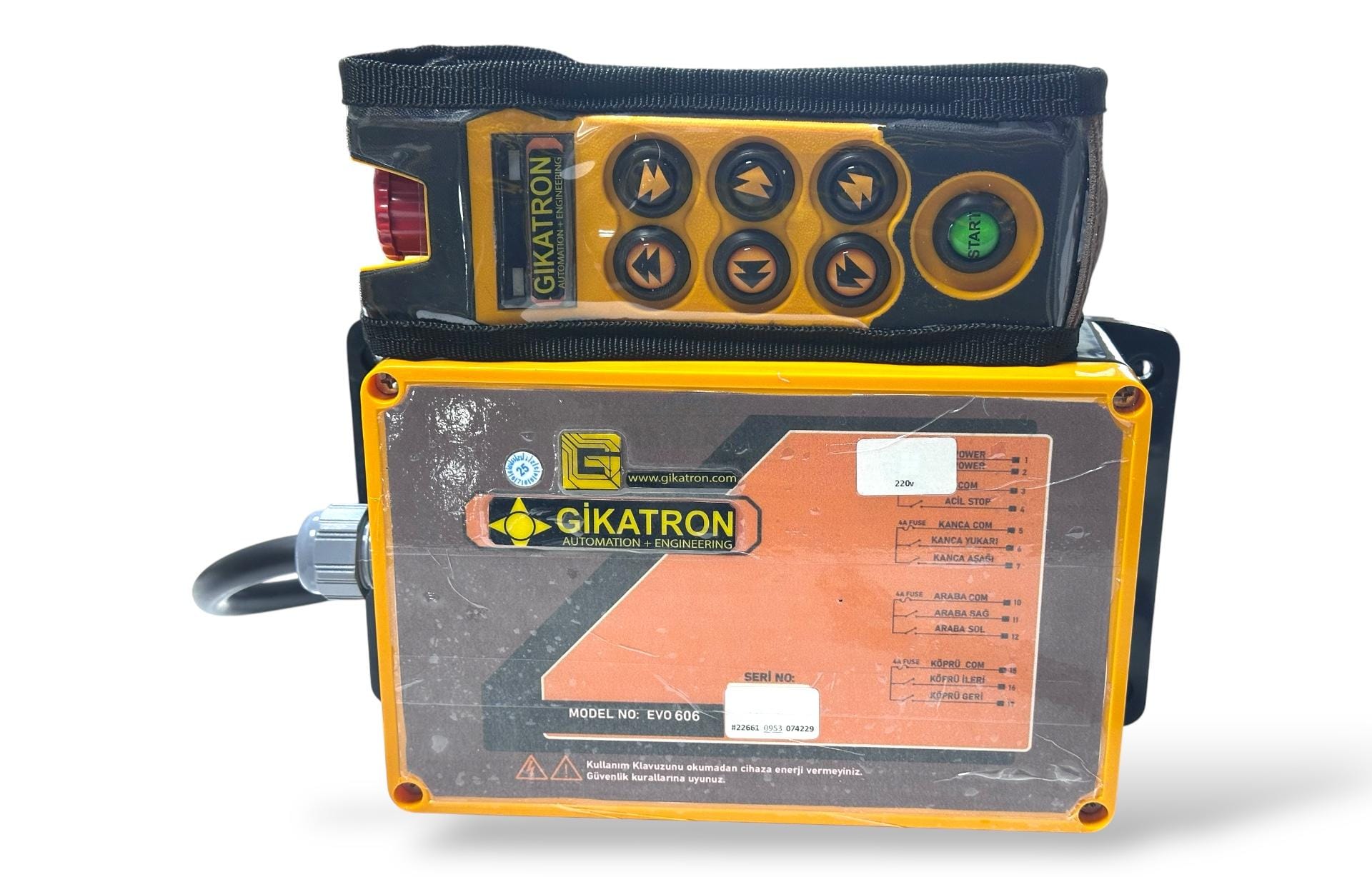 Gikatron Uzaktan Kumanda Seti-Evo606-220AC Serisi-6 Hareketli, Tek Kademeli, Tek Hızlı, 6 Hareket Yön Buton, 1 Start Yeşil Buton, 1 Acilstop Kırmızı Buton - Görsel 10