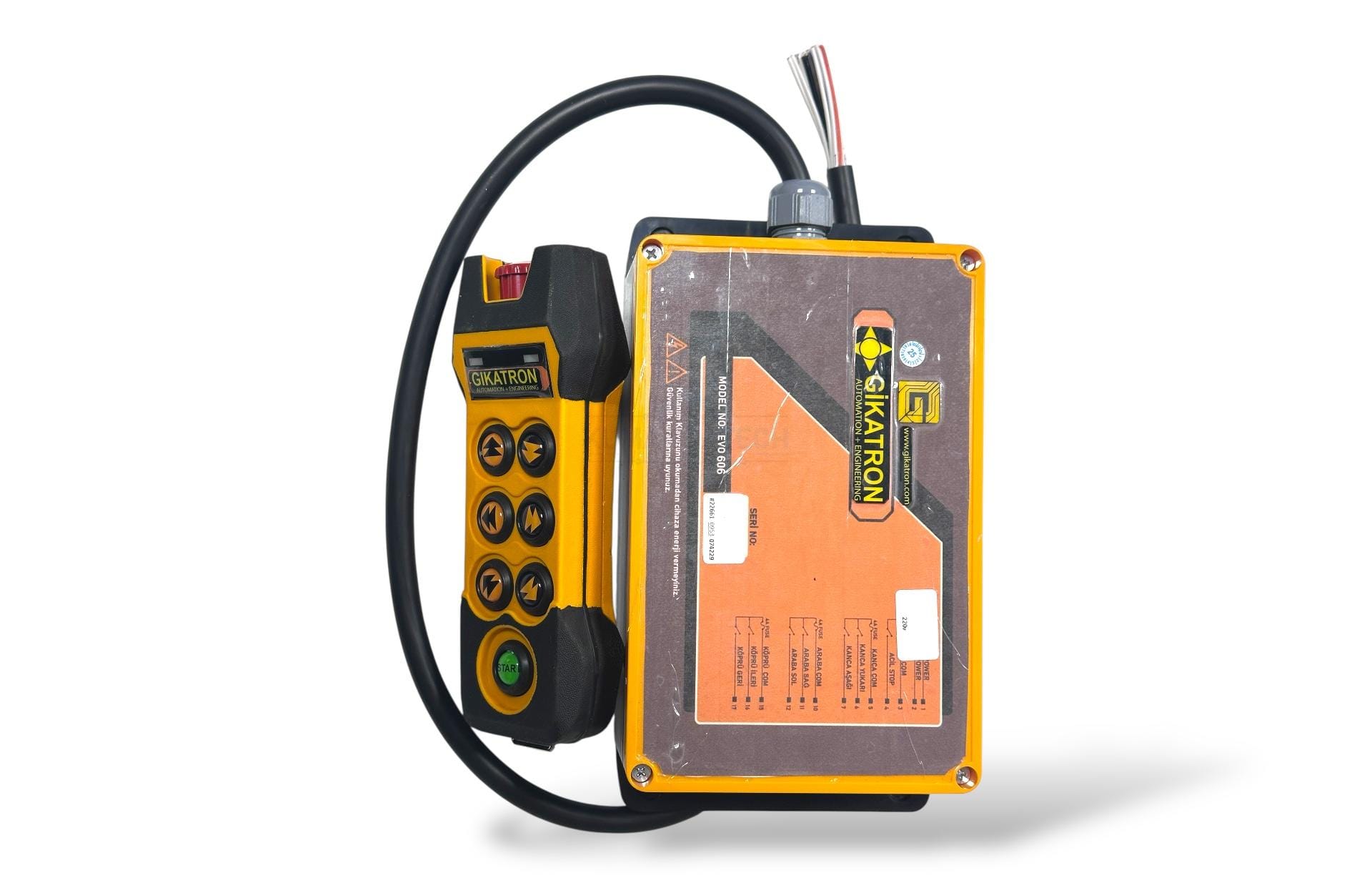 Gikatron Uzaktan Kumanda Seti-Evo606-220AC Serisi-6 Hareketli, Tek Kademeli, Tek Hızlı, 6 Hareket Yön Buton, 1 Start Yeşil Buton, 1 Acilstop Kırmızı Buton - Görsel 4