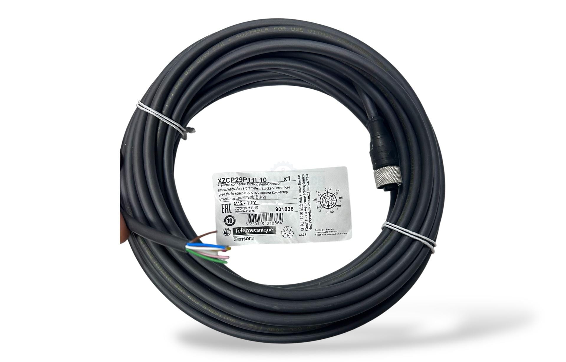 Telemeqanick XZCP29P11L10 8 Pinli, 8 Kablolu,M12 Dişi, Sensör Kablosu – Endüstriyel Sensör Bağlantı Kablosu - Image 4