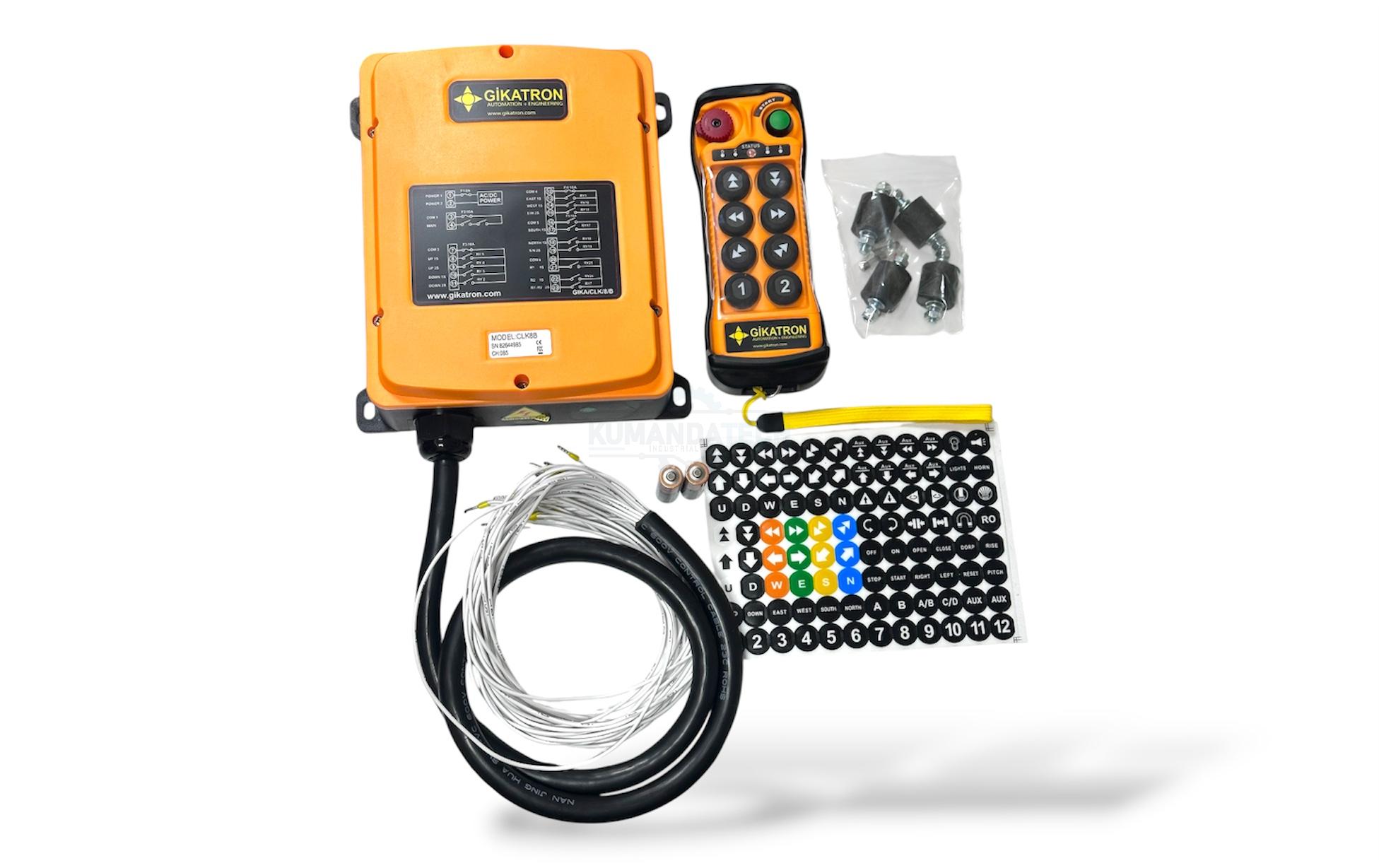 Gikatron CLK8B 8 Buton Çift Hızlı Uzaktan Kumanda Seti + Start + Acil Stop
